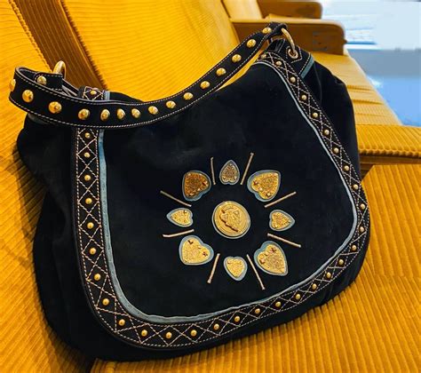 borsa gucci stemma|2000s Gucci Blue Suede Stud Large Shoulder Logo Hobo Bag.